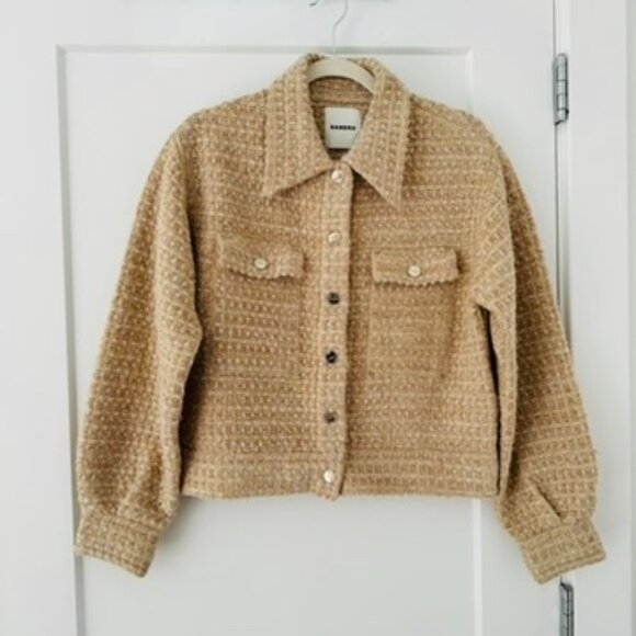 NWOT Sandro Paris Cream Tweed Jacket, Gold Hardware, XS - Picture 2 of 8